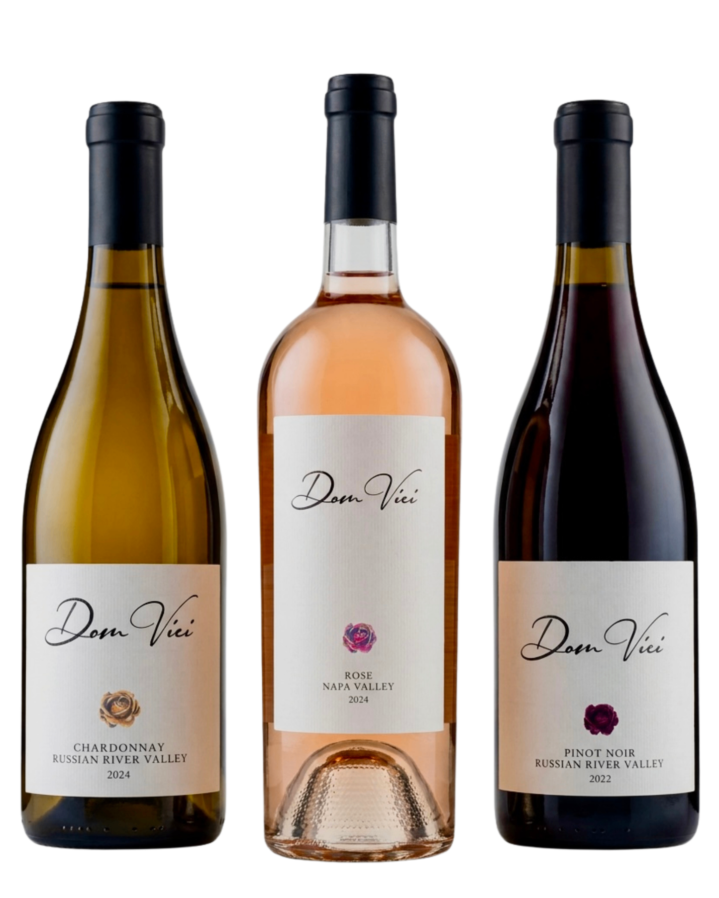 Dom Vici Wine Trio — 3-bottle tasting set with Chardonnay, Rosé and Pinot Noir California wines